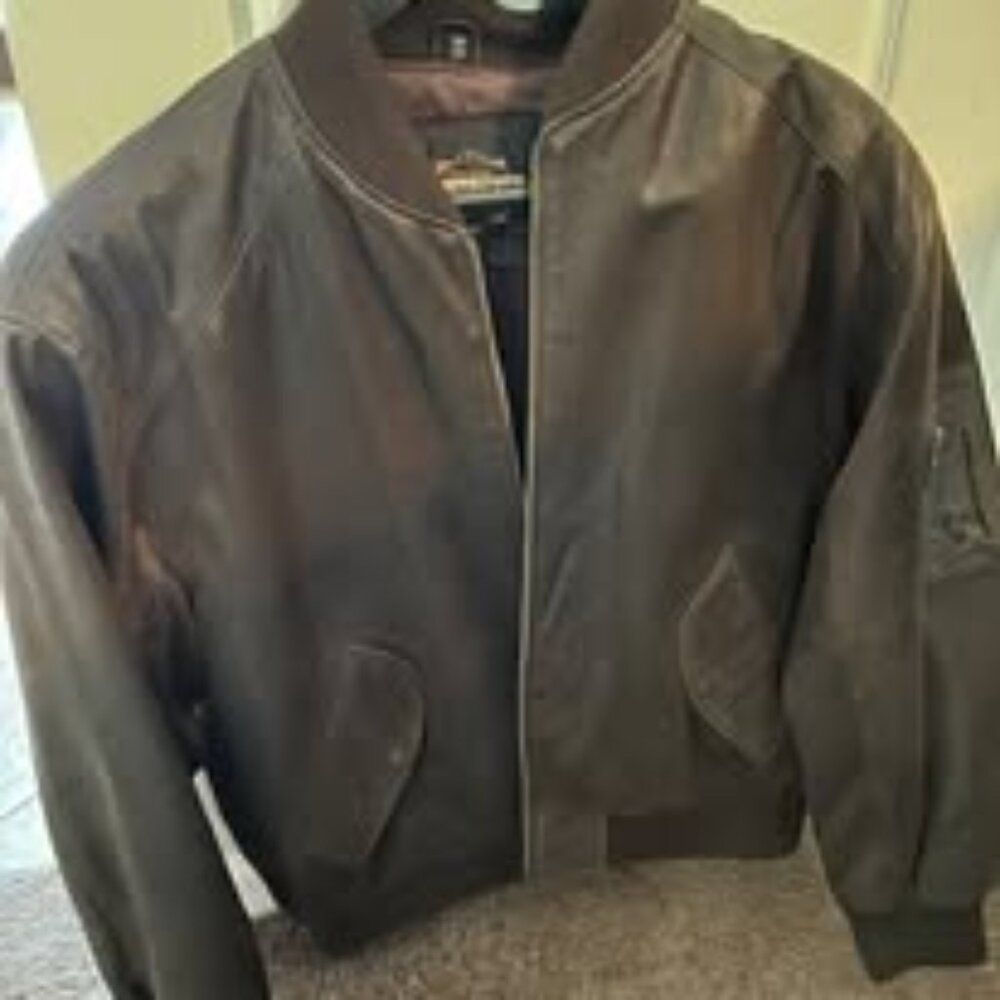 Men's brown leather coat, Size XL